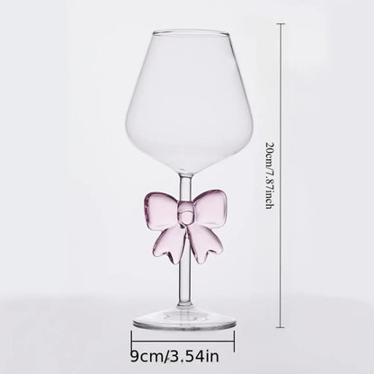 Pink Bow Glass Decor Glass Cup Goblet Bow Handle Glasses Heat-resistant High Borosilicate Dessert Ice Cream Bowl Festival Gifts