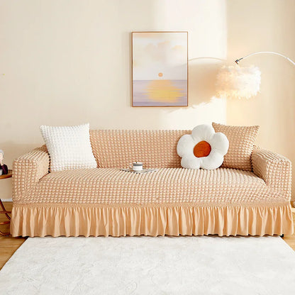 1/2/3/4 Seater Seersucker Sofa Slipcover High Stretch Couch Cover Thick Corner Sofa Protector Elastic Corner Couch Covers