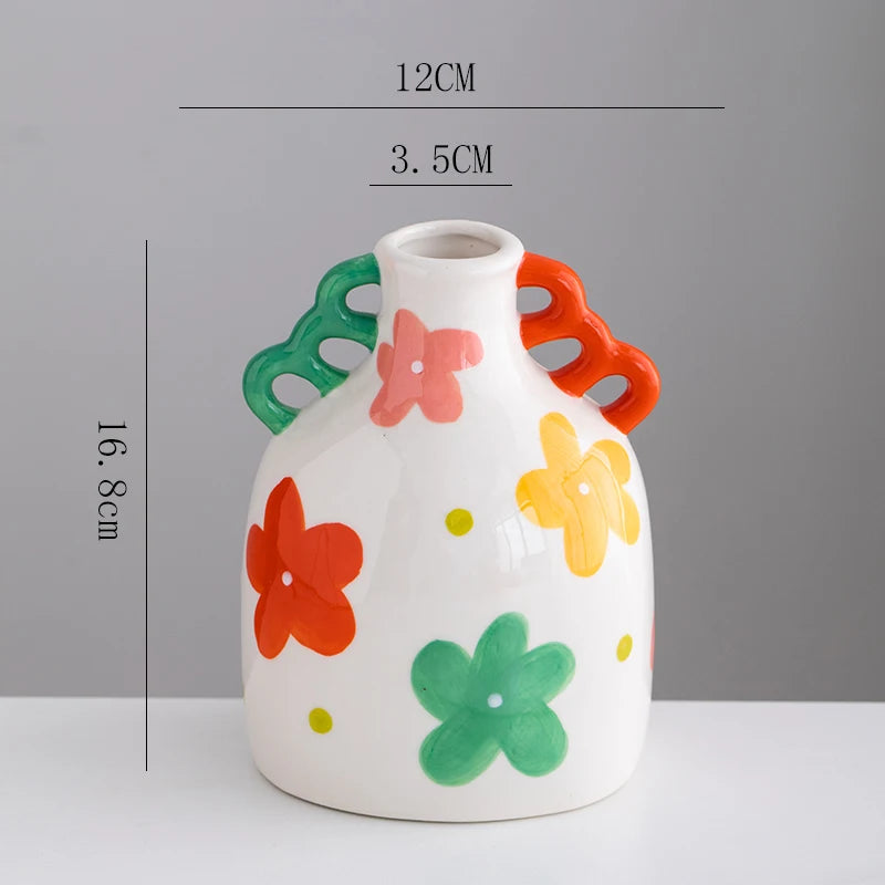Aesthetic Ceramique Blanc Vase Rustic Kawaii Modern Minimalist Vase Bedroom Ornaments Vasi Per Fiori Home Decoration Living Room
