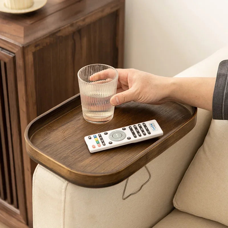 Bamboo Dried Fruit Plate Tray, Simple Mobile Small Tea Table, Modern Coffee Corner Table
