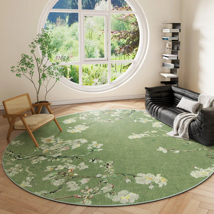 New Chinese Style Round Carpet Thickened Study Anti-slip Mat Light Luxury Carpets for Living Room Home Bedroom Decor Retro Rug