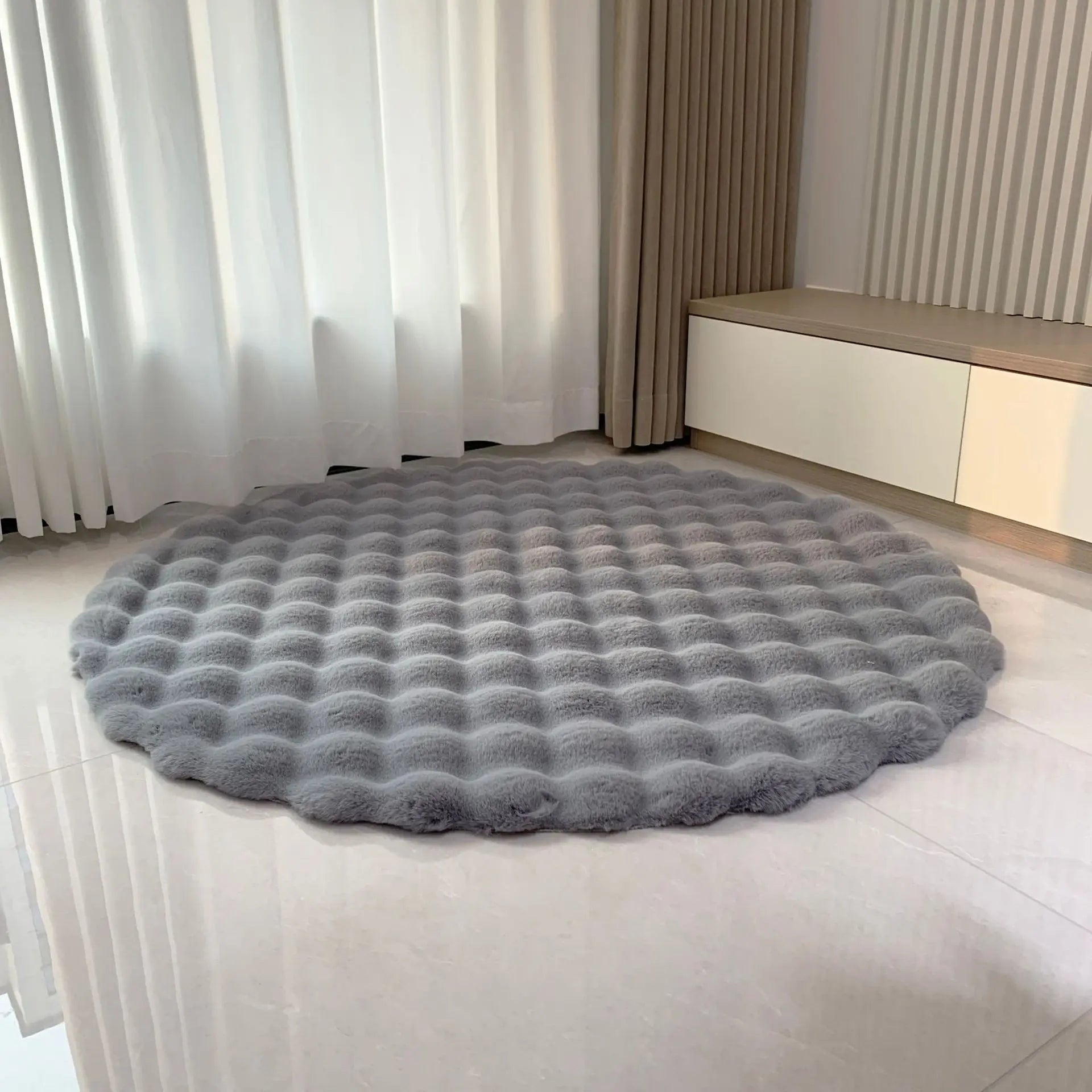 Rabbit Hair Bubble Velvet Carpet Round Soft Fluffy Plush Imitation Fur Rug Kids Bedroom Cushion Coffee Table Foot Mat Home Decor