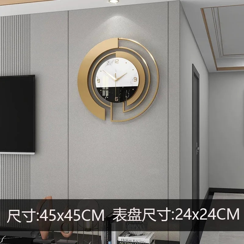 Nordic Light Luxury Metal Wall Clock Fashion Design Large Home Decoration Pendant Clock Hotel Living Room Wall Hanging Clocks