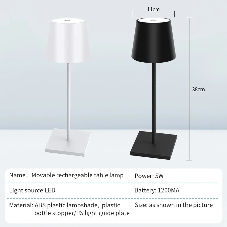 LED Desk Lamp Rechargeable Table Lamp 3 Levels Dimmable Bar Restaurant Ambiance Wireless Touch Lamps Waterproof Led Lights