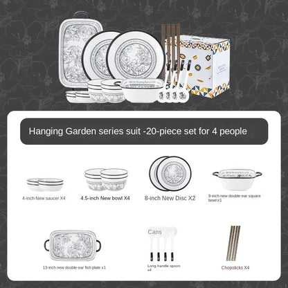 Bowl Set Household High Beauty Ceramic Tableware Gift Box【20pcs】