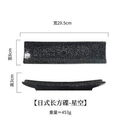 border sushi  Japanese ceramic tableware, Western cuisine ,creative autumn knife fish  boat shaped vegetable  rectangular plates