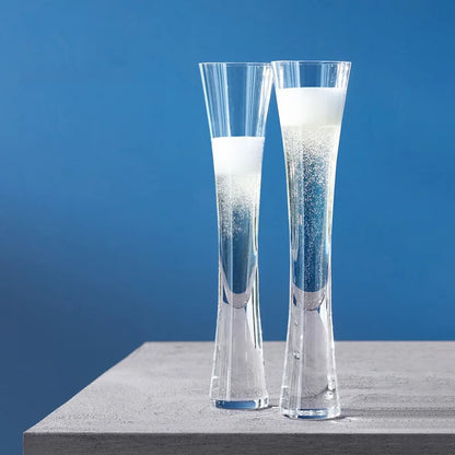 ​​Hand Blown Champagne Flutes Glasses | Clear Crystal for Weddings & Parties | Housewarming Toasting Cups Gifts​​