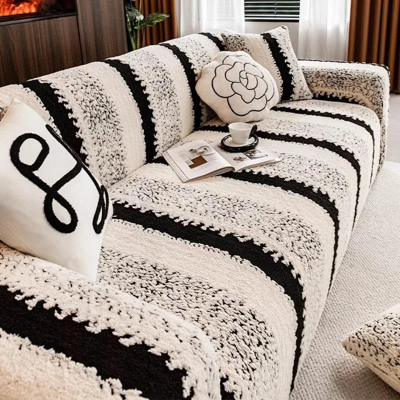 Stretchable velvet sofa cover, furniture protection, non-slip, universal, 1 2 3 4 seats.