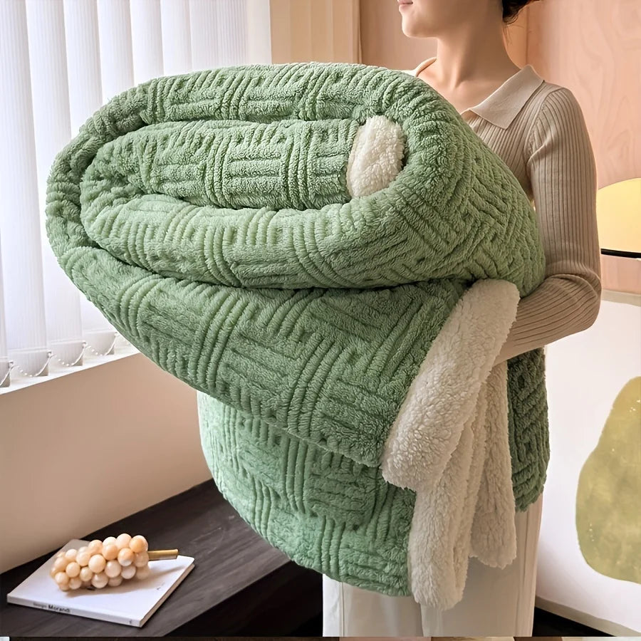 Deluxe Vintage Double Blanket - Soft Plush Gaff And Imitation Wool | Machine Washable | Milk Velvet Knit Fabric