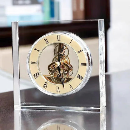 Nordic Crystal Silent Table Clock Aesthetic Tabletop Clocks Luxury Gaming Room Decoration Furniture Accessories Products 2024