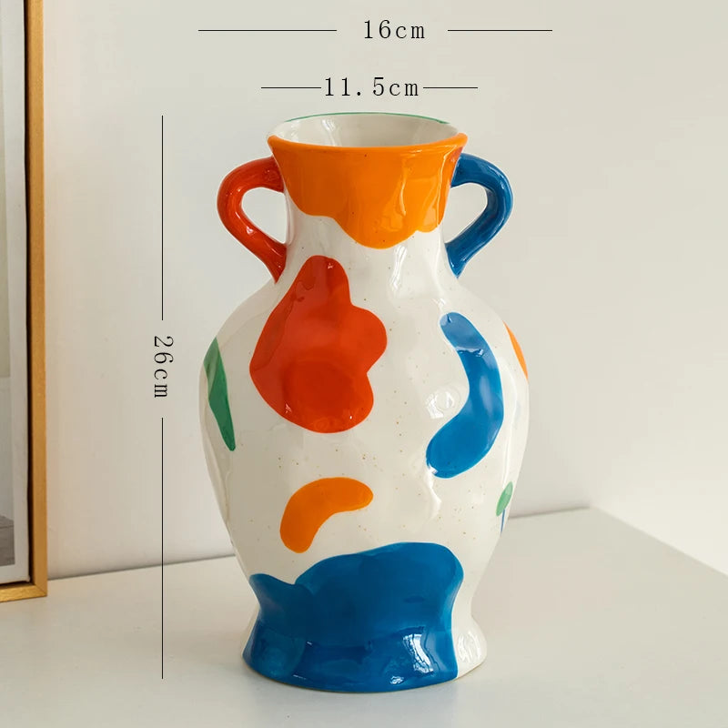 Aesthetic Ceramique Blanc Vase Rustic Kawaii Modern Minimalist Vase Bedroom Ornaments Vasi Per Fiori Home Decoration Living Room