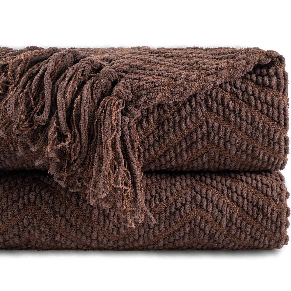 Battilo Knitted Throw Blanket for Couch Soft Thick Decorative Sofa Blanket Plaid Bed Throw Bedspread on the Bed Home Room Decor