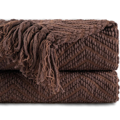 Battilo Knitted Throw Blanket for Couch Soft Thick Decorative Sofa Blanket Plaid Bed Throw Bedspread on the Bed Home Room Decor