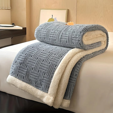 Deluxe Vintage Double Blanket - Soft Plush Gaff And Imitation Wool | Machine Washable | Milk Velvet Knit Fabric