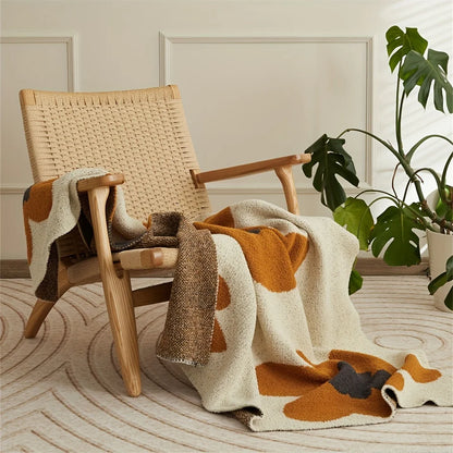 1pc Nordic Flower Pattern Knitted Blanket, Air Conditioning Blanket Warm Cozy Soft Throw Blanket For Couch Bed Sofa