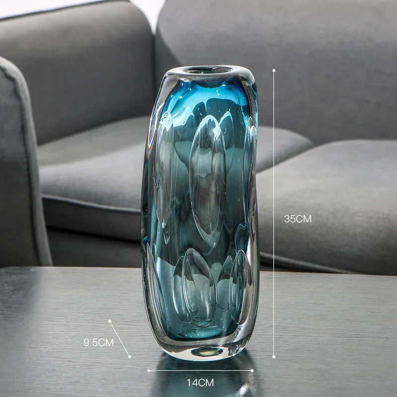 Water Blue Bubble Glass Vase Transparent Hydroponic Flower Pots Desk Decoration Flower Arrangement Floral Vases Modern Decor