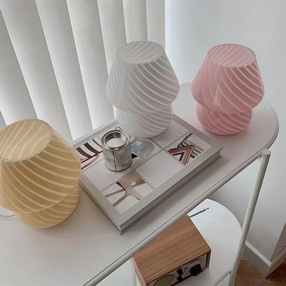 Glass Table Lamp Mushroom Desk Lamps Bedroom Bedside Desktop Decorative Room Night Light Modern Minimalist Atmosphere Led Lights