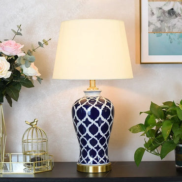 American Retro Simple LED Blue and White Ceramic Wall Lamp Living Room Bedroom Bedside Decorative Lighting