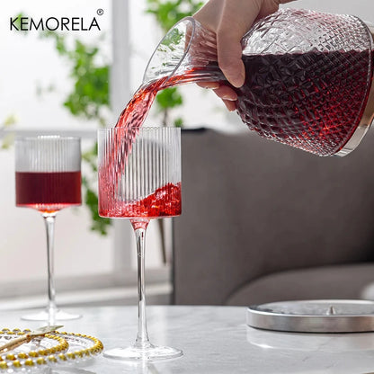 8PCS French Vertical lines Champagne Glasses Home Glass Goblets High-end Red Wine Glasses White Wine Glasses Cocktail Glasses