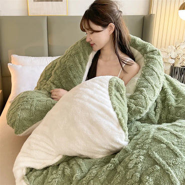 Comfortable double-sided velvet quilt core bedroom velvet thickened blanket home lamb fleece quilt warm quilt core comfortable