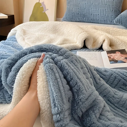 Deluxe Vintage Double Blanket - Soft Plush Gaff And Imitation Wool | Machine Washable | Milk Velvet Knit Fabric