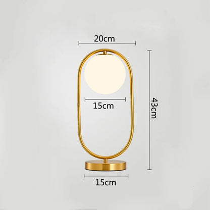 Nordic Brass Ring Glass Ball Table Lamp Modern Led Living Room Bedroom Hotel Home Decor Desk Lamp Eye Protection lamp