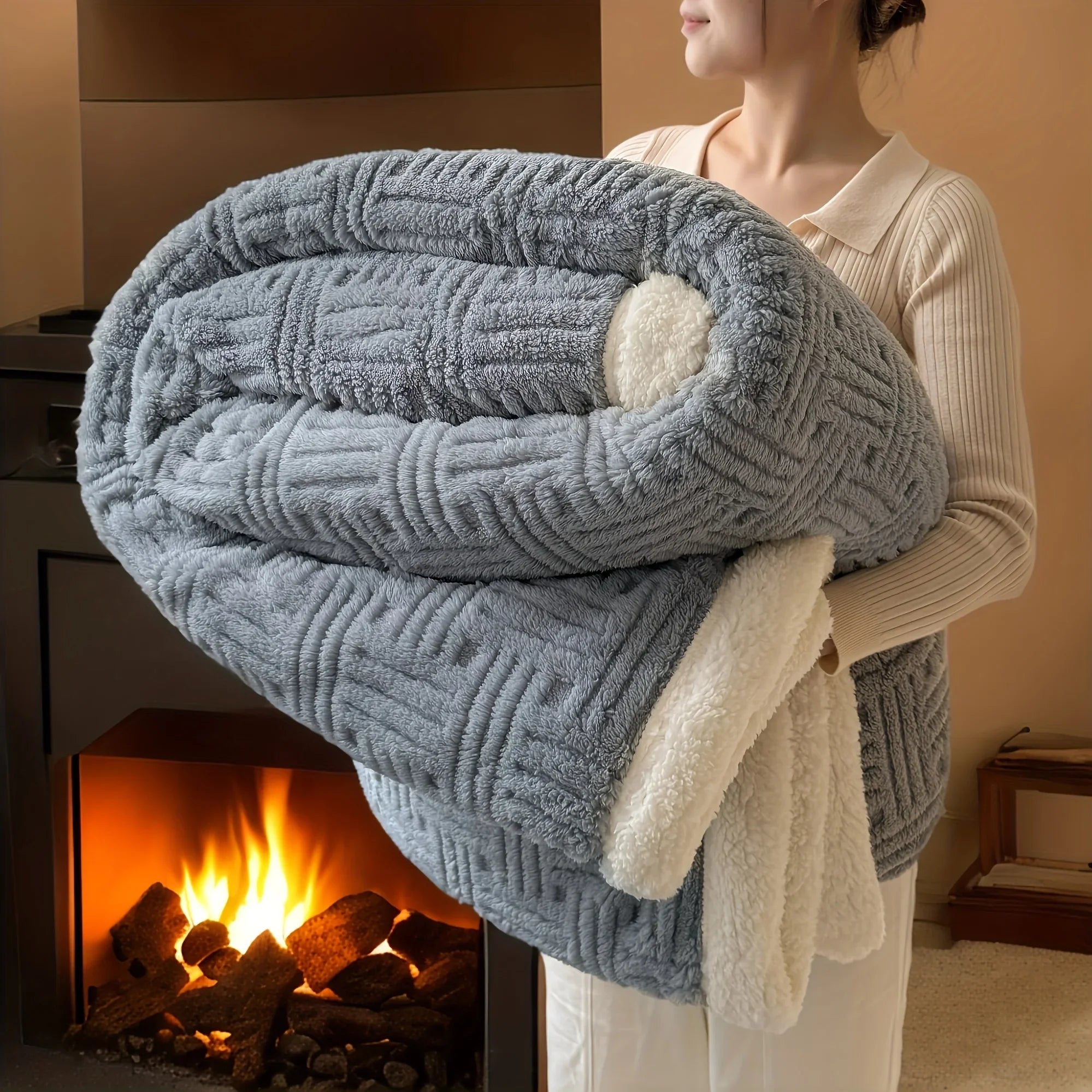 Deluxe Vintage Double Blanket - Soft Plush Gaff And Imitation Wool | Machine Washable | Milk Velvet Knit Fabric