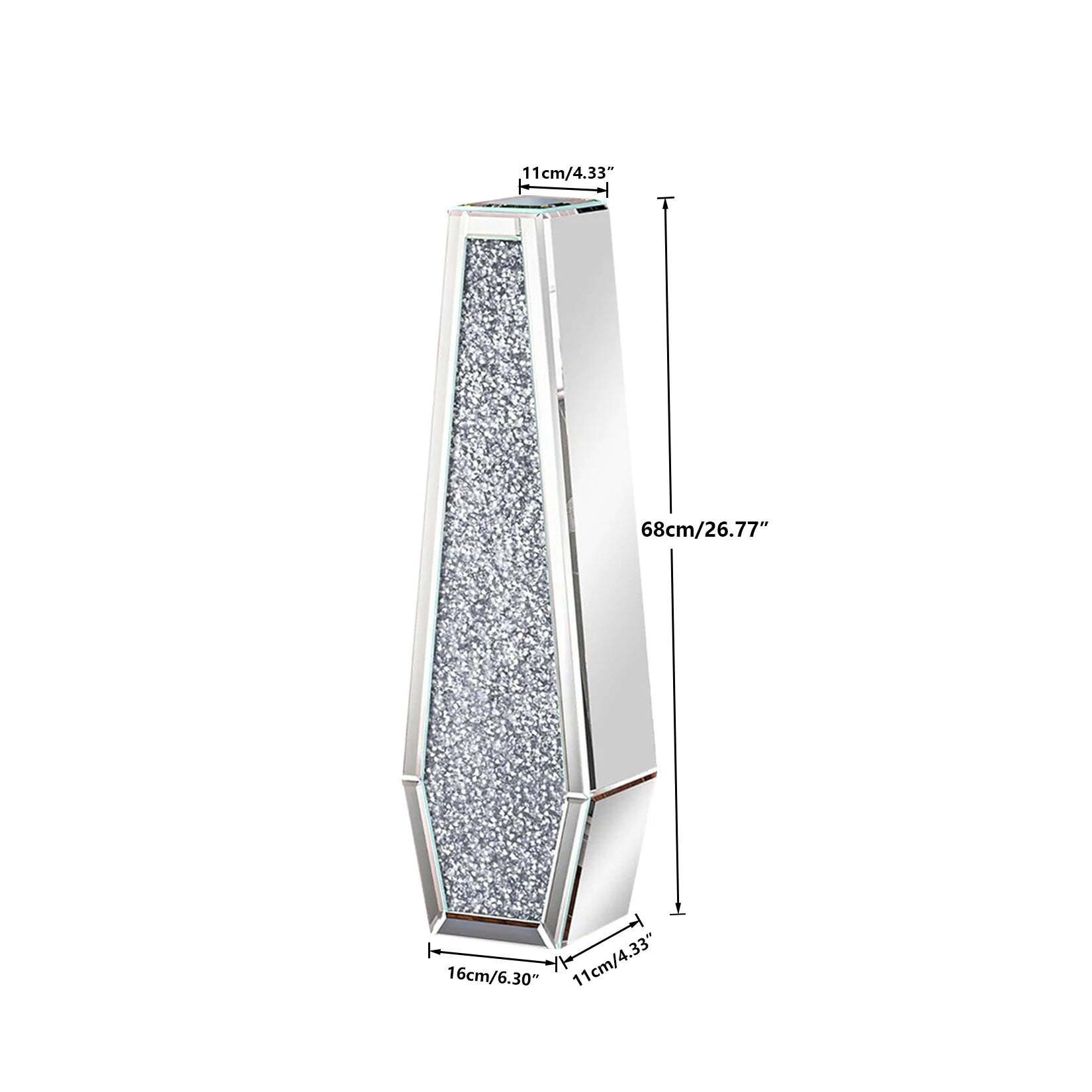 2 Styles Floor Crushed Diamond Mirrored Vase Crystal Silver Glass Decorative Mirror for Holding Pampas Grass Plant, Dried Flower