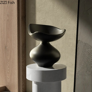 Minimalism Abstract Crafts Floral Vase Desk Decoration Flowers Arrangement Artificial Flower Resin Vases Room Aesthetic Decor