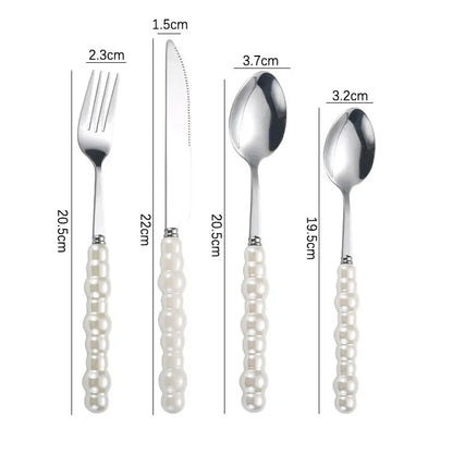 16PCS Pearl Tableware Set Ins Style Creative Gift for Home Tableware Wedding Tableware Table Decoration Supplies Wedding Faviour