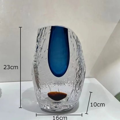 Gradient Glazed Glass Vase Desk Decoration Hydroponics Flower Pots Decorative Flower Arrangement Modern Home Decor Floral Vases