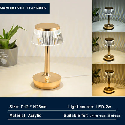Fantastic Home Decorative Hotel Office Bedroom USB Cable Switch Crystal Lamp rechargeable table lamp For Bar Coffee Store