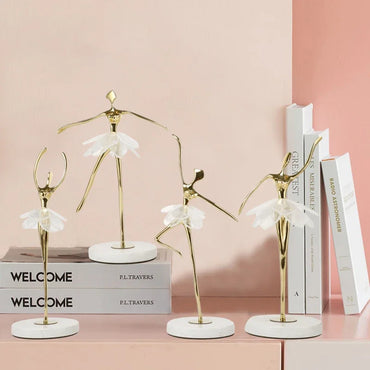 Luxury Art Sculptures Ballet Modern Copper Sculpture Design Desk Creative Figurines Nordic Gift Aesthetic Figurines Home Decor