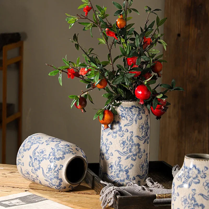 Blue And White Porcelain Vases Flower Arrangements Living Room Decorations Chinese Style Ceramic Home Decoration Retro Porcelain