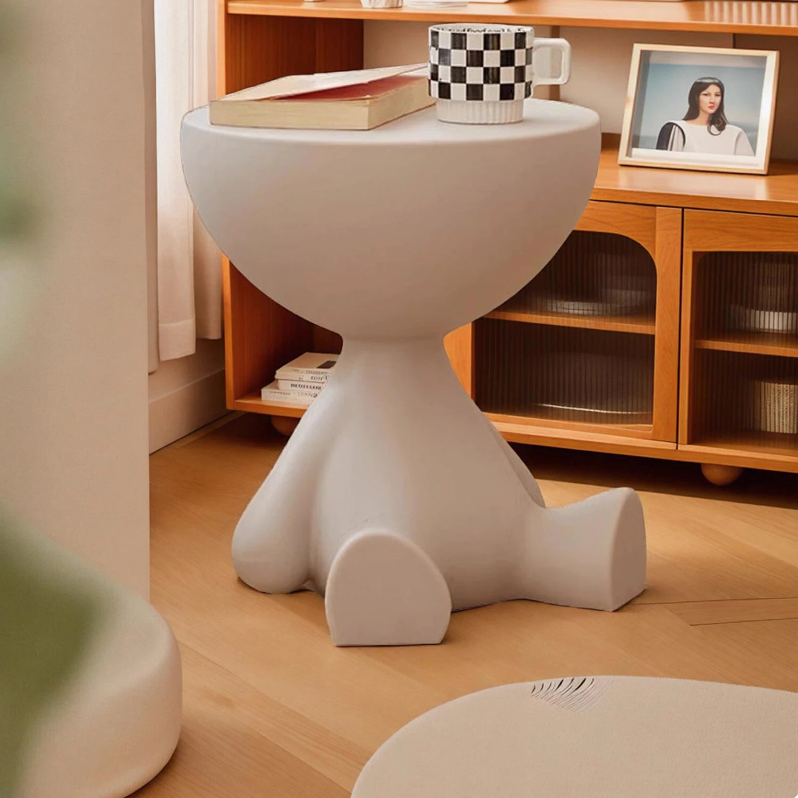Round Matte Side Table with Hidden Storage – view 13, modern home furniture