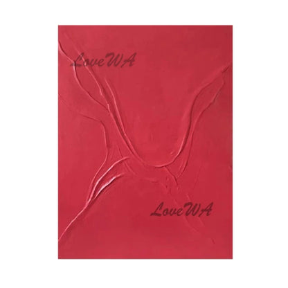 Abstract Art Textured Canvas Posters，Red Acrylic Artwork Palette Knife Oil Paintings Frameless Wall Picture For Living Room