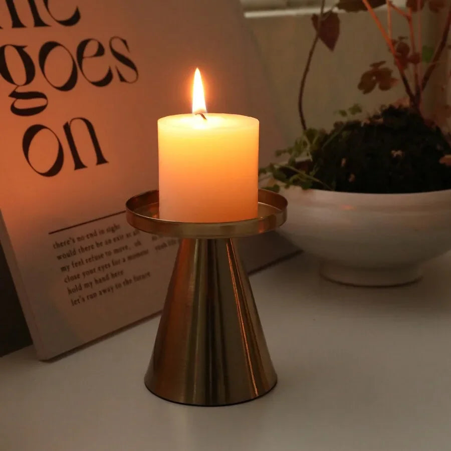3pcs Copper-Plated Candlestick Set  Tea Candle Light Wedding Home Decoration Candlestick Set Table Decoration Candle Holder