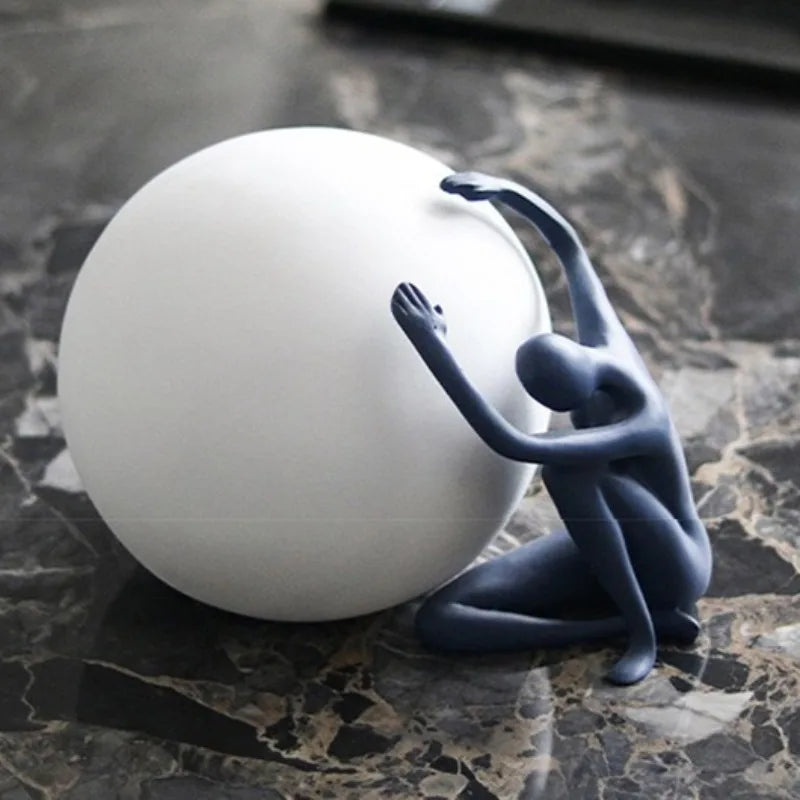 Holding Ball Sculptures Nordic Figurines Creative Modern Figure Sculpture Luxury Aesthetic Figurine Living Room Decorations