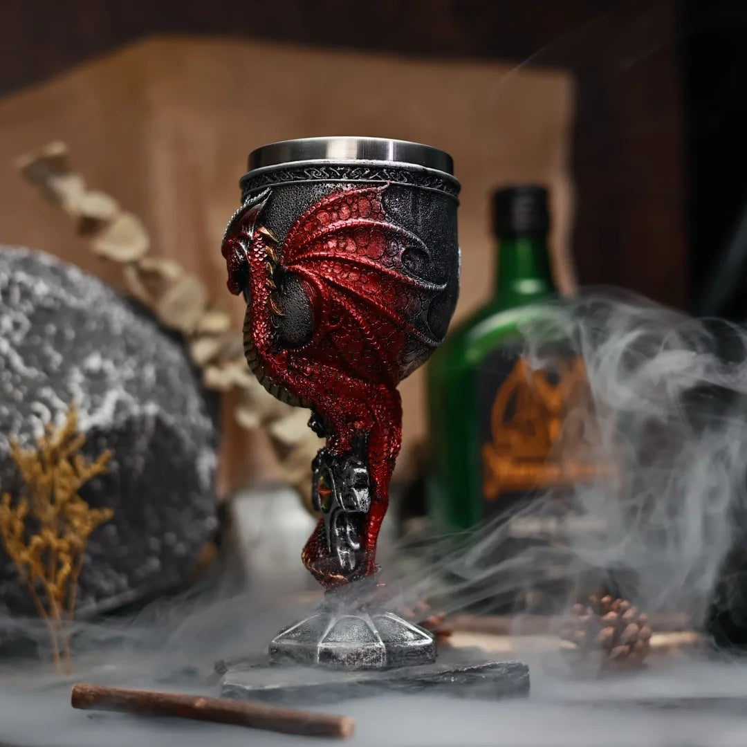Cross Gem Dragon Wine Glass Medieval Resin Stainless Steel Goblet Chalice Cocktail Glasses Whiskey Cup Champagne Cups Drinkware