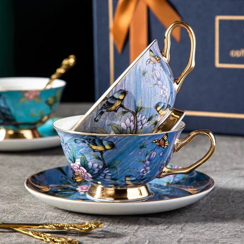 Bone China Coffee Cup Set, Rustic Style Afternoon Tea Cup, High Aesthetic Value, Light Luxury, Exquisite Gift
