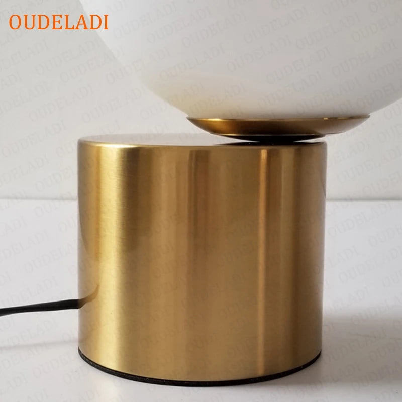 Glass Ball Brass Table Lamps Living Room Bedroom Study Bedside LED Eye Protection Desk Light Home Decor Lighting fixture