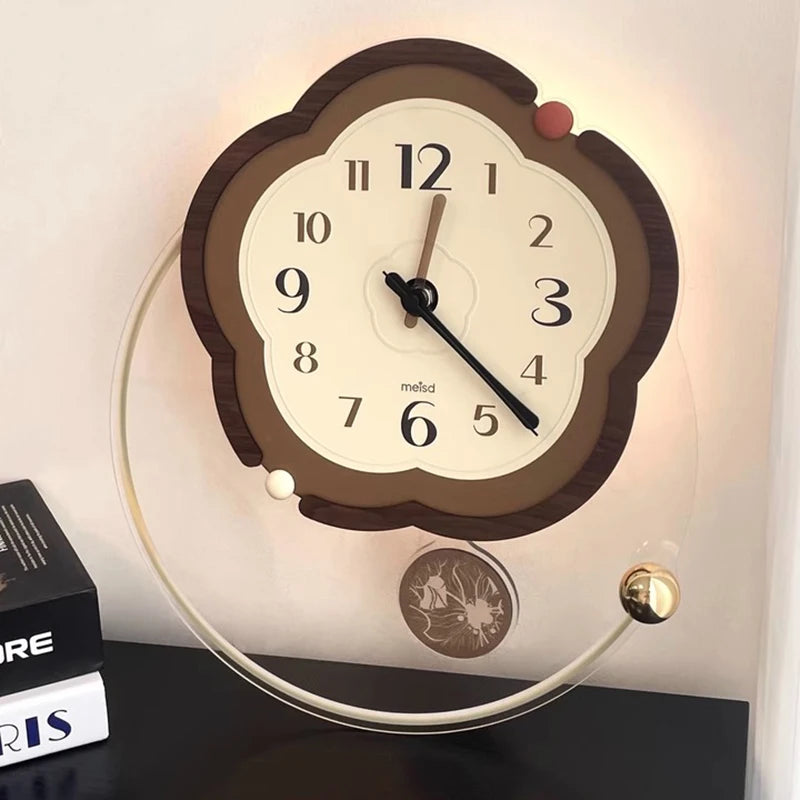 LED Lights Vintage Wall Clocks Pendulum Modern Living Room Wall Clock Pendulum Creative Brief Watch Stylish Art Watches Design