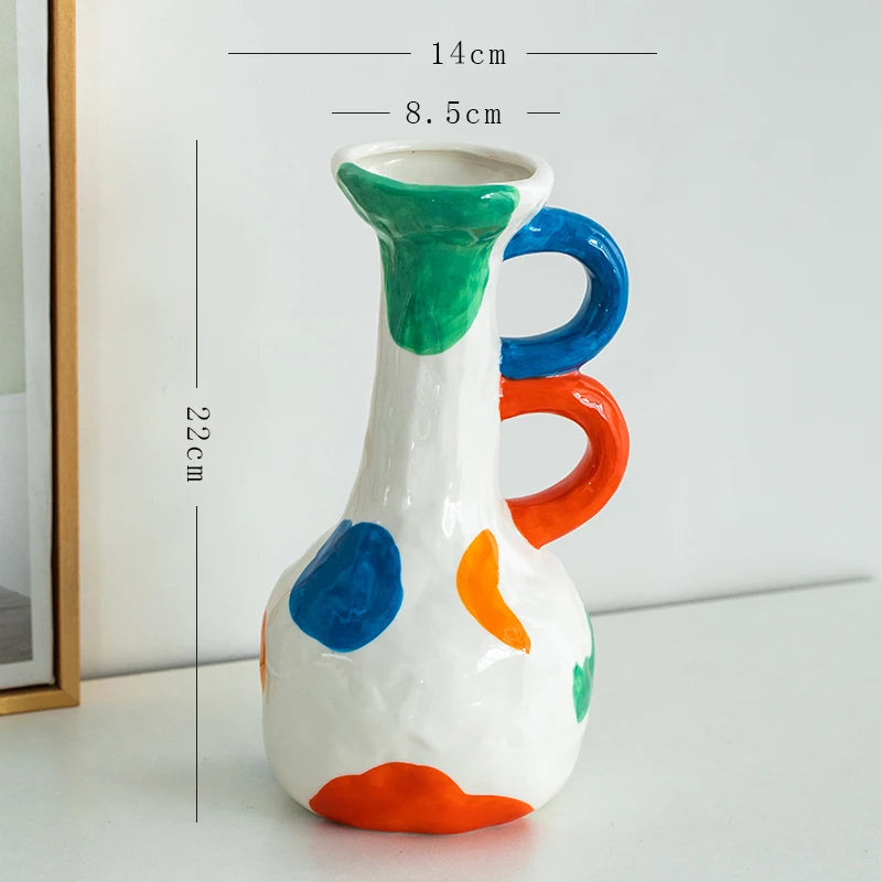 Aesthetic Ceramique Blanc Vase Rustic Kawaii Modern Minimalist Vase Bedroom Ornaments Vasi Per Fiori Home Decoration Living Room