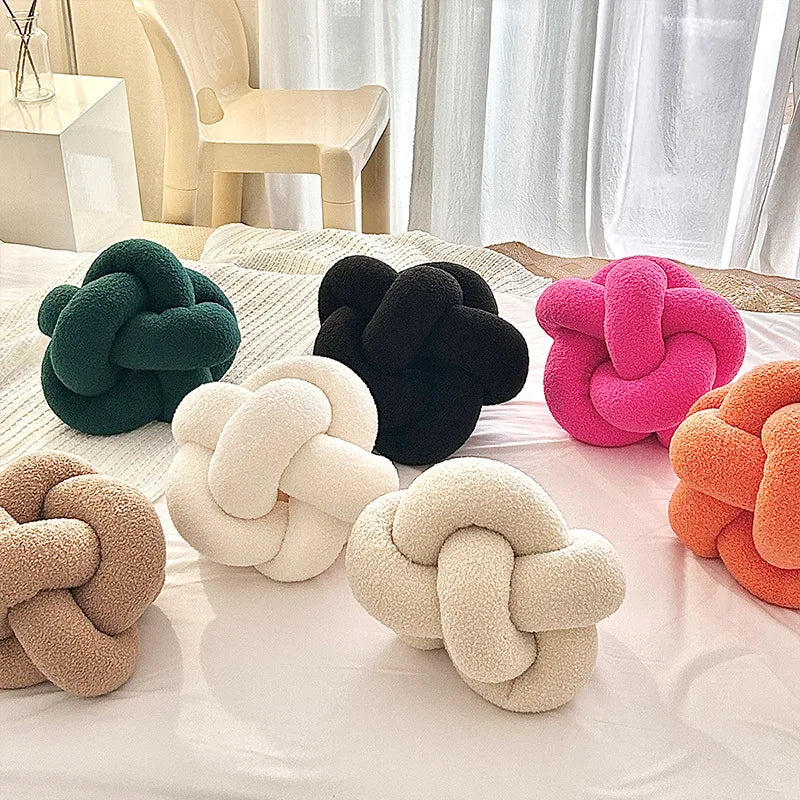 Knotted Ball Pillow Lamb Velvet Pillow Sofa Pillow Living Room Single-standed Octagonal Cushion Bed Backrest
