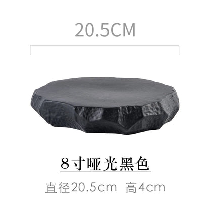 Creative Stone Pattern Ceramic Plate Dishes Western Food Steak Plate Dessert Plate Black and White Gold Special-shaped Tableware