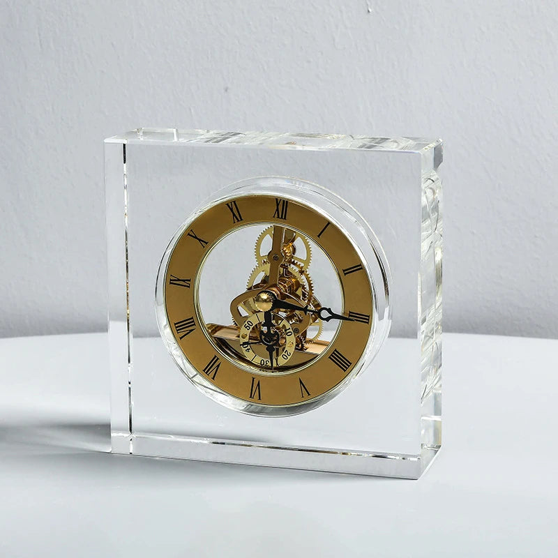 Nordic Crystal Silent Table Clock Aesthetic Tabletop Clocks Luxury Gaming Room Decoration Furniture Accessories Products 2024