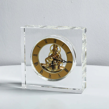 Nordic Crystal Silent Table Clock Aesthetic Tabletop Clocks Luxury Gaming Room Decoration Furniture Accessories Products 2024