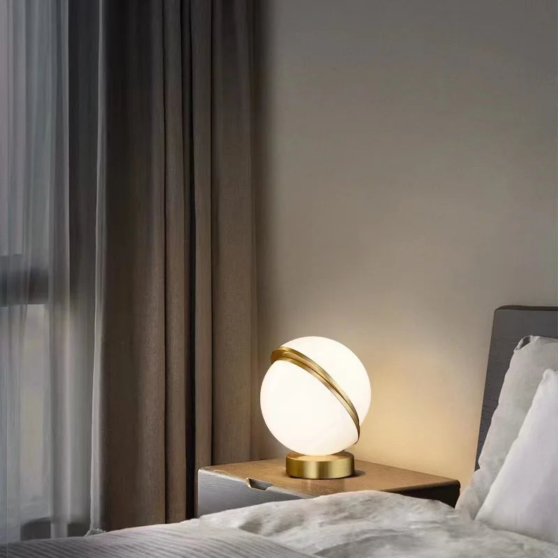 OUDELADI postmodern White creative ball Bedroom Bedside table Lamp Home decor metalmisaligned Round ball LED Lighting fixture