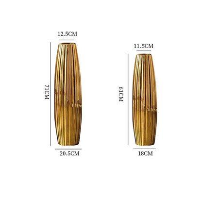 Nordic Ceramics Flower Vase for Entrance Light Luxury High-end Household Vase Large Electroplating Floor-standing Vase for Hotel