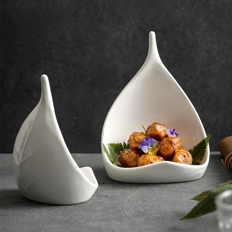 Style Chinese Dishes, Commercial Tableware, Exquisite and High end Chinese Style Zen White Hotel Restaurant Creative Dishes